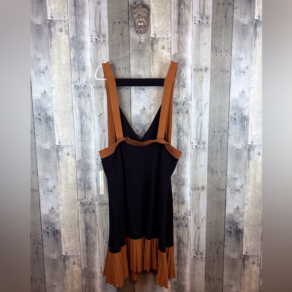 NWT Anthropologie Colorblock Mini Knit Dress in Black Brown Combo Size 2X Plus. - Picture 3 of 16